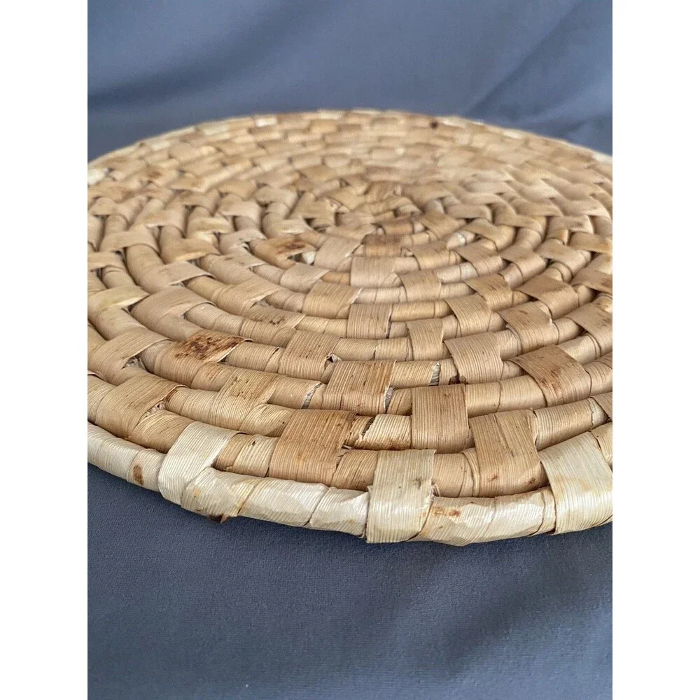 Woven Rattan Wicker 12” Round Place Matt Set Of 4 Straw Boho Table Setting Decor